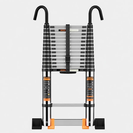 Wrightmaster 14.5 ft. Portable Steel Extension Ladder with Stable Hook, Stabilizer Bar, 330 lbs. Load Capacity ZROYT440