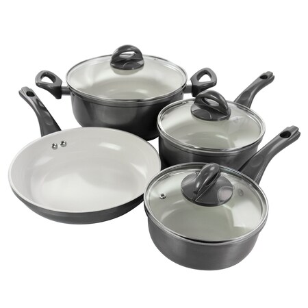 Gibson Home Hestonville 7 Piece Aluminum Nonstick Cookware Set in Grey with Bakelite Handles 127765.07