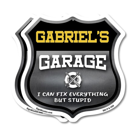 Signmission Gabriel's Garage I Can Fix Everything But Stupid, 6 inch X 6 inch, Plastic Sign, 2PK SHI-P-2PACK-6-490-GABRIEL