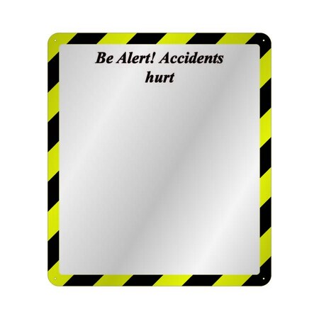 Se-Kure View 16'' X 19'' H ''Be Alert! Accidents Hurt'' Mirror, Yellow and Black DM901YB