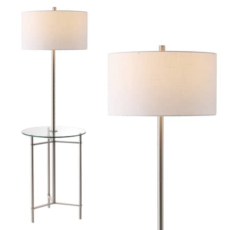 Jonathan Y Chuck 59" Modern Minimalist Metal and Tempered Glass LED 2-in-1 Space-Saving Tray Table and Floor La JYL3059B