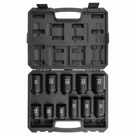 Sunex 3/4 in Drive Metric 6 Point Deep & 4 Point Square Budd Wheel 11-Piece Impact Socket Set 4011M