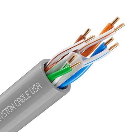 Syston Cable Technology Cat 6e Ethernet Cable Bulk, 250ft Gray, 600MHz 23AWG Solid Bare Copper, CMR Riser-Rated for PoE Use BULK1258-250GY