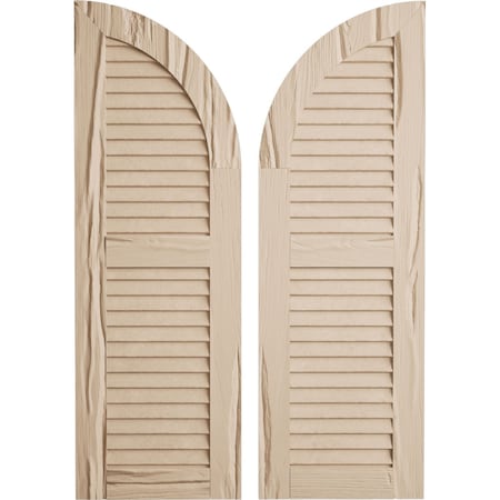 Ekena Millwork Riverwood 2 Equal Louver w/Quarter Round Arch Top Faux Wood Shutters, 12W x 66H 54 Low Side, PR SHULVQ12X66RWPR