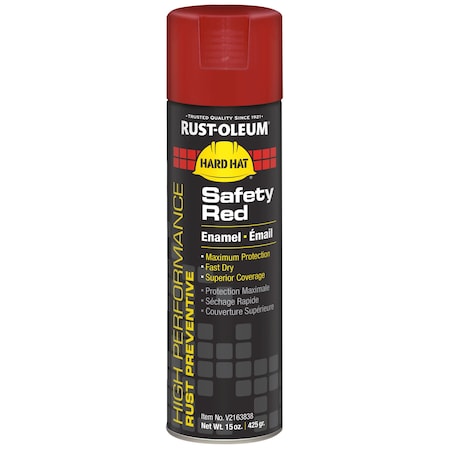 Rust-Oleum Rust Preventative Spray Paint, Safety Red, Gloss, Solvent, 15 oz V2163838
