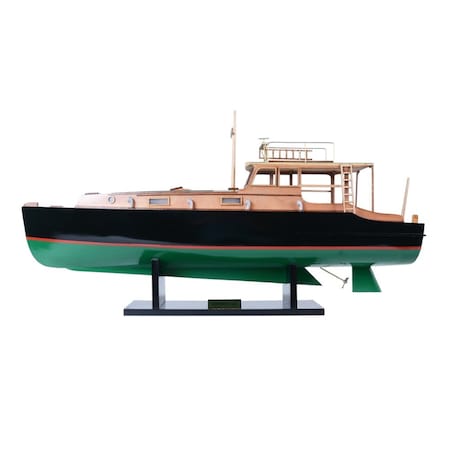 Homeroots 15" Black and Green Solid Wood Hand Painted 1934 Hemingway Pilar Fishing Boat Model Boat 402240
