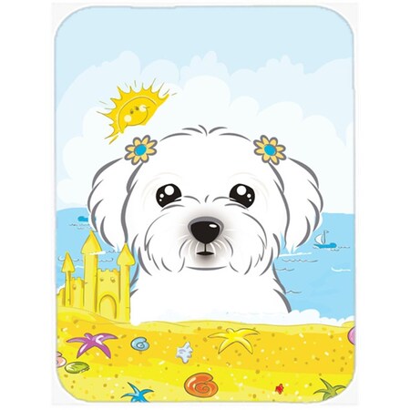 Carolines Treasures Maltese Summer Beach Glass Cutting Board- Large BB2076LCB