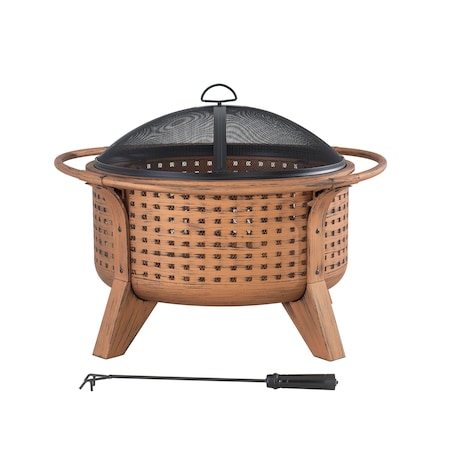 Sunjoy 30 in. Woven Round Wood Burning Firepit A301026800