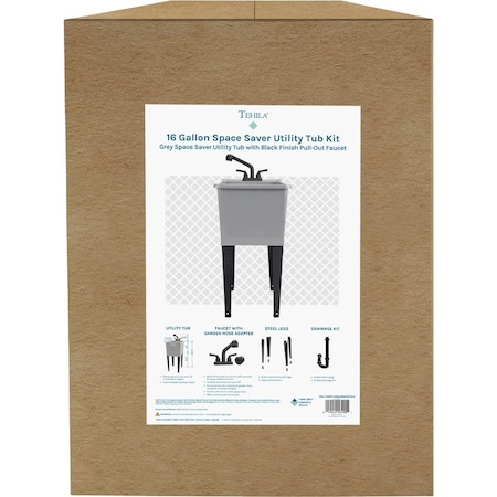 Tehila 16 Gal. Space-Saving Grey Utility Sink 115079