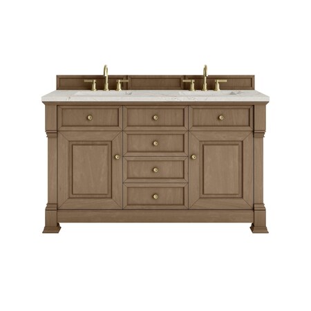 James Martin Vanities Brookfield 60'' D Vanity, Pecan w/ Victorian Sil Silestone Top w/FreePower Wireless Charger 547-V60D-PCN-FVSL
