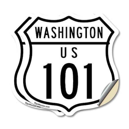 Signmission Washington Route Marker Shield Sign Us 1, 6 inch X 6 inch, Vinyl Decal, 2PK SHI-D-2PACK-6-475