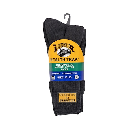 Railroad Sock Mens Therapeutic Crew Socks, 95% Cotton, 3% Nylon, 2% Elastic, Black, 6-12 M, 2 PK 991 BK