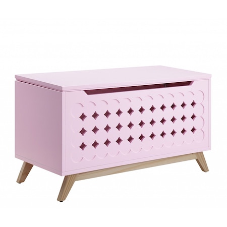 Homeroots 16" X 37" X 21" Pink Natural Wood Youth Chest 347556