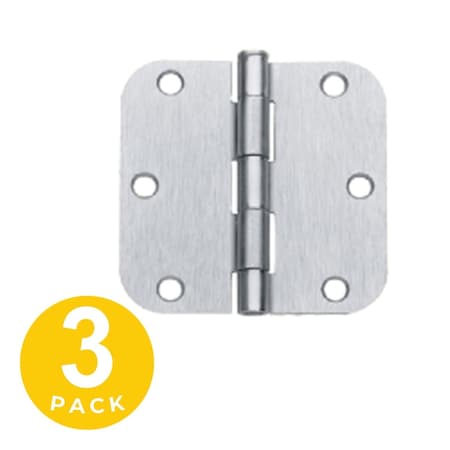 Global Door Controls 5 in. x 4.5 in. Commercial Full Mortise Square Corner Door Hinge with Fixed Pin - Pack of 3 CPH5045BB-26D-3