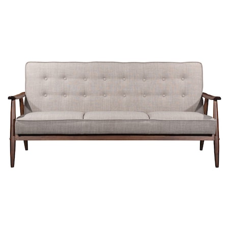 Homeroots 69" Beige Polyester Sofa With Brown Legs 396458