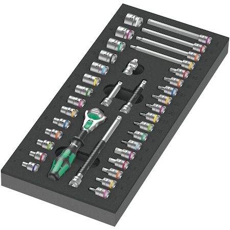 Wera 9720 Foam insert 8000 A Zyklop 1/4 in ratchet set 1, 37 pieces 5150110001