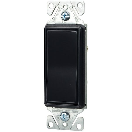 Eaton Wiring Devices 7500 Rocker Switch, 15 A, 120/277 V, 3-Way, Lead Wire Terminal, Black 7503BK-BOX