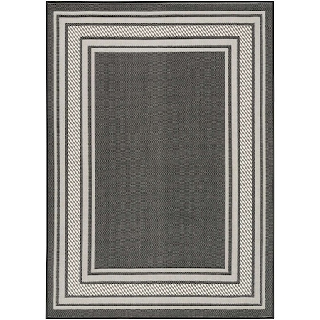 Homeroots 4' X 6' Black Geometric Indoor Outdoor Area Rug 572615