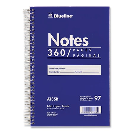 Blueline Steno Notes Notebook, Gregg Rule, Blue/White Cover, 180 9 x 6 Sheets AT35B