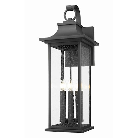 Z-Lite Tiberius 6 Light Outdoor Wall Light, Black/Clear Seedy, 13.5 In W x 34 In H 5017XL-BK