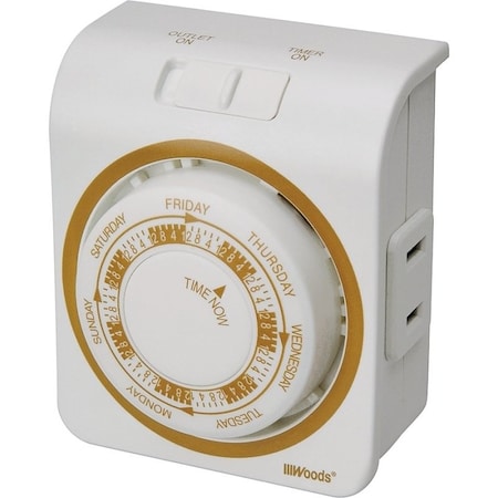 Southwire Mechanical Timer, 15 A, 125 V, 1875 W, 7 days Time Setting, White 50003