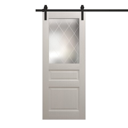 Sartodoors Modern Barn Door 30 x 84 inches, Ego 5011 Painted White Oak, 6.6FT Rail Track Heavy Hardware Set , EGO5011BD-B-PWO-3084