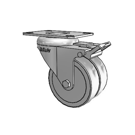 Colson 3" X 2" Non-Marking Rubber Thermoplastic Swivel Caster, Total Lock Brake, Loads Up To 220 lb DW03TPP100TLTP01