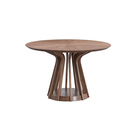 Homeroots 47" Walnut Wood Pedestal Base Round Top Dining Table 631303