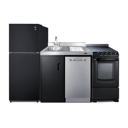 Summit 80in Wide All-In-One Kitchenette with Range and Dishwasher ACK80HT
