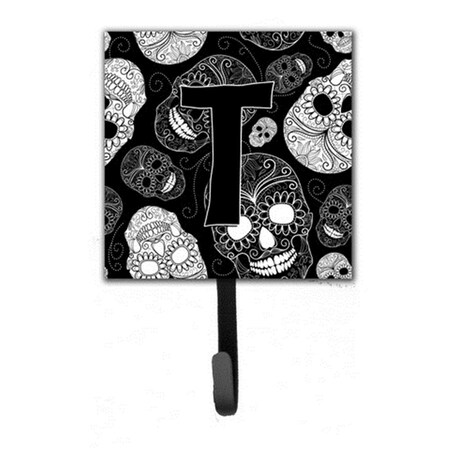 Carolines Treasures Letter T Day Of The Dead Skulls Black Leash and Key Holder CJ2008-TSH4