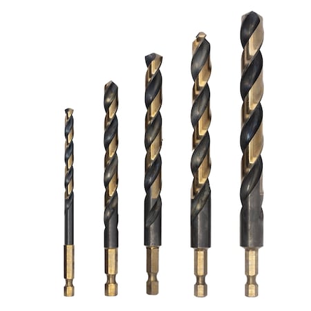 Drill America 5 Piece Quick Change Hex Shank Drill Bit Set 1/4" - 1/2" Plastic Pouch POUKFD5HEX