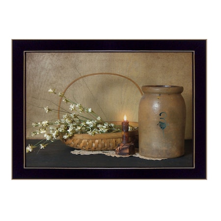 Homeroots Basket of Flowers 3 Black Framed Print Wall Art 415958
