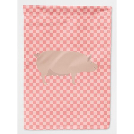Carolines Treasures English Large White Pig Pink Check Garden Flag BB7938GF