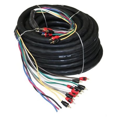 Deejay Led 52-Foot Multi-Amp Accessory Cable 10 RCA Shielded Cables Plus Three Power BLACK TBHMED52COPPER