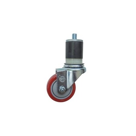 Service Caster 3'' SS Red Poly Wheel Swivel 1-7/8'' Expanding Stem Caster SCC-SSEX20S314-PPUB-RED-178