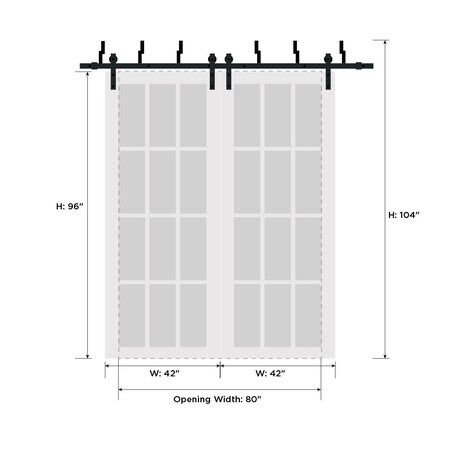 Sartodoors Barn Bypass Interior Door, 84" x 96", White QUADRO4112BBB-WS-8496