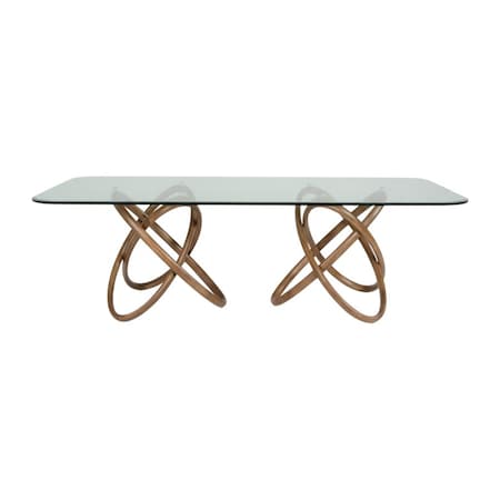 Homeroots 94" Clear And Natural Glass And Solid Wood Pedestal Base Dining Table 283020