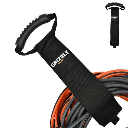 Grizzly Supply Carry Strap with Handle, 28 in L, 2.5 in W, Hook and Loop Closure, Reusable, Black, 1PK GS-HLCSH28-0