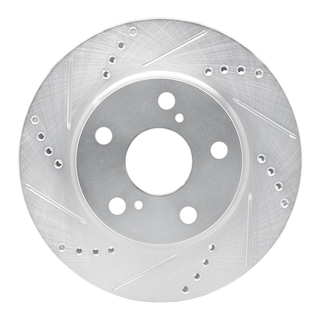 Dynamic Friction Co DFC Brake Rotor - Drilled and Slotted - Silver 631-76135L
