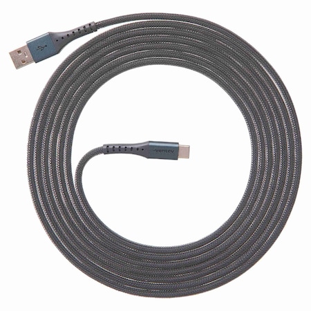 Ventev Alloy Usb A To Usb C High Speed Ultradurable Cable 10ft, Steel AC10-STLBX-266501