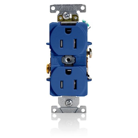 Leviton Duplex Receptacle Outlet, 15A, Blue, 125V T5262-BU