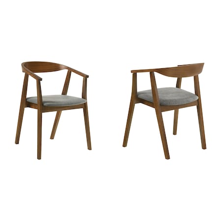 Armen Living Santana Wood Dining Chair in Walnut Finish with Charcoal Fabric - Set of 2 LCSACHWACH