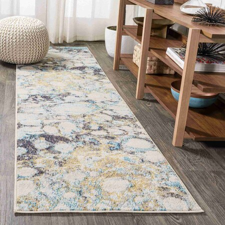Jonathan Y Pebble Marbled Abstract Blue/Beige 2 ft. x 8 ft. Runner Rug CTP113B-28