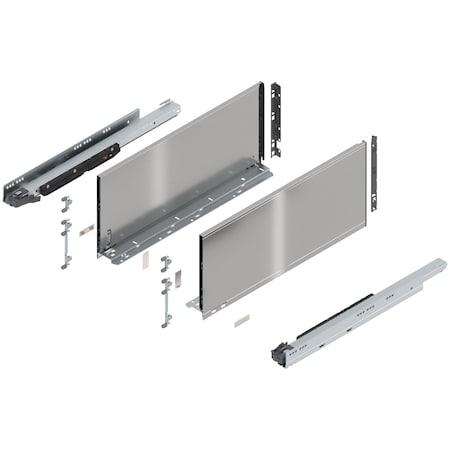 Blum 22in. F Height Legrabox Stainless Drawer Set, 170 Lbs Weight Rating 773F55S0I