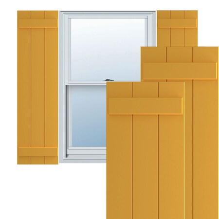 Ekena Millwork True Fit PVC, Three Board Joined Board-n-Batten Shutters, Turmeric, 16 1/8W x 72H, PR TFP101BBF16X072TU