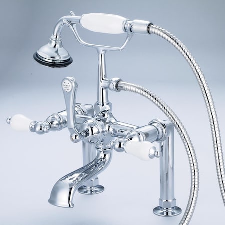 Water Creation Vintage Classic 7 in. Spread Deck Mount Tub Faucet - Chrome, Silver F6-0006-01-PL