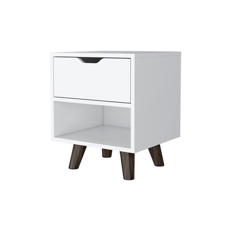 Homeroots 19" White Wood One Drawer Nightstand 530197
