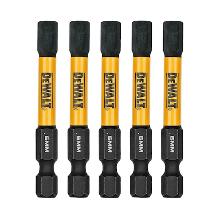 Dewalt FlexTorq Power Bit, L:2.25", PKG5, BitSize:6mm DWAF2HX6IR5