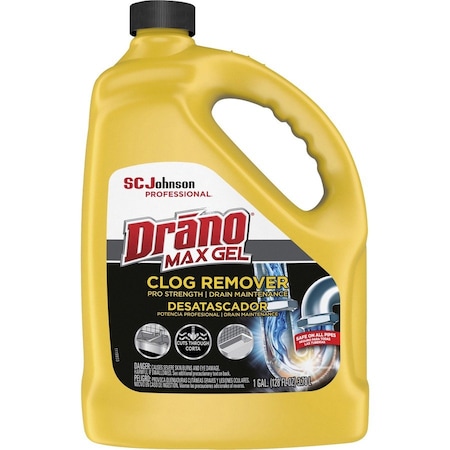 Drano Max Gel Clog Remover, Bleach Scent, 128 oz Bottle 696642