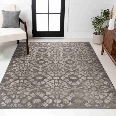 Jonathan Y Roma Ornate Geometric Tile Gray 3 ft. x 5 ft. Area Rug MDP405A-3